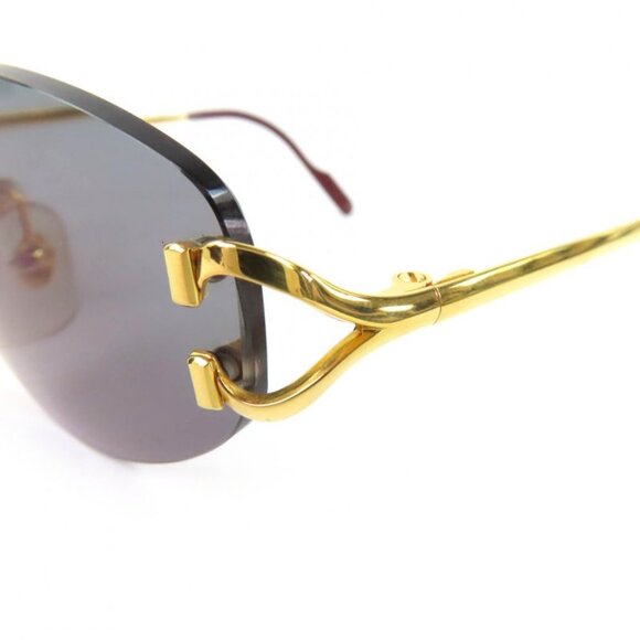 Cartier Vintage 2C Decor Two Point Rimless Sunglasses Eyewear Gold Bordeaux 16 main image 3